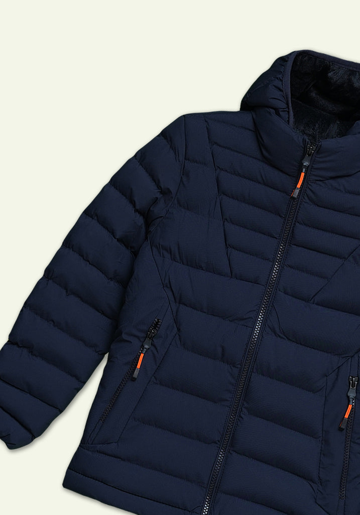 Navy Puffer Hooded Jacket