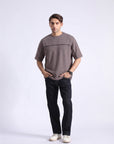 Drop Shoulder Brown T-Shirt