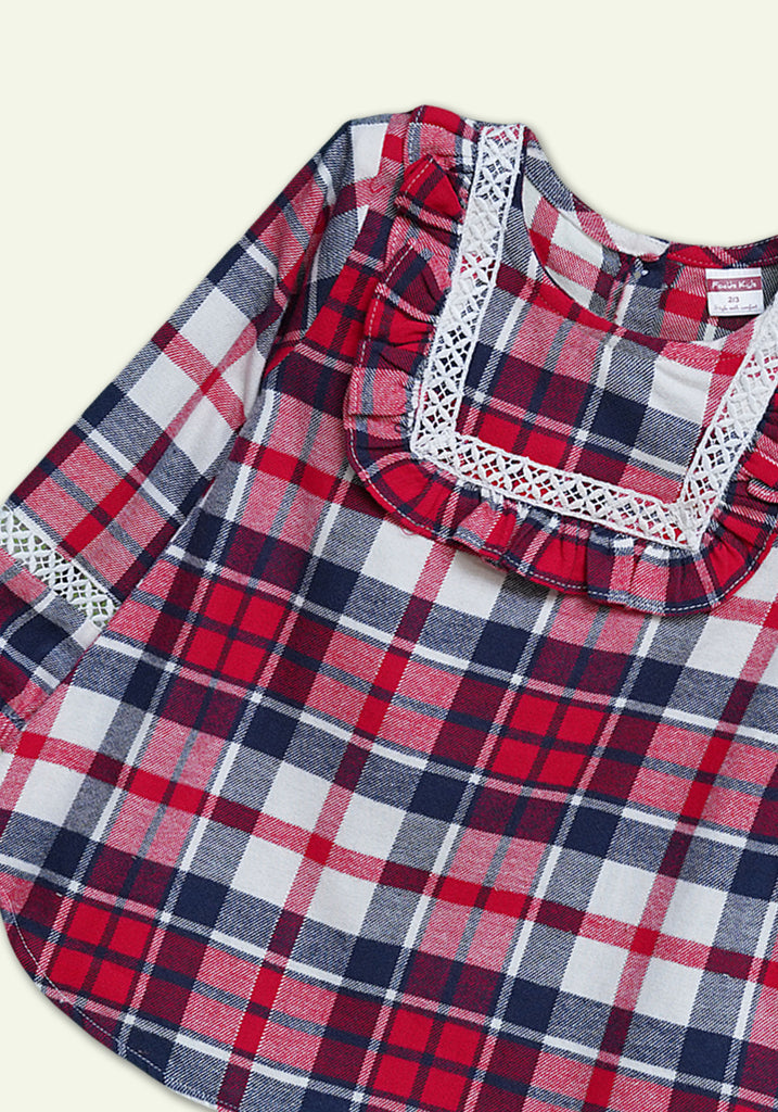 Red Checkered Top for Girls