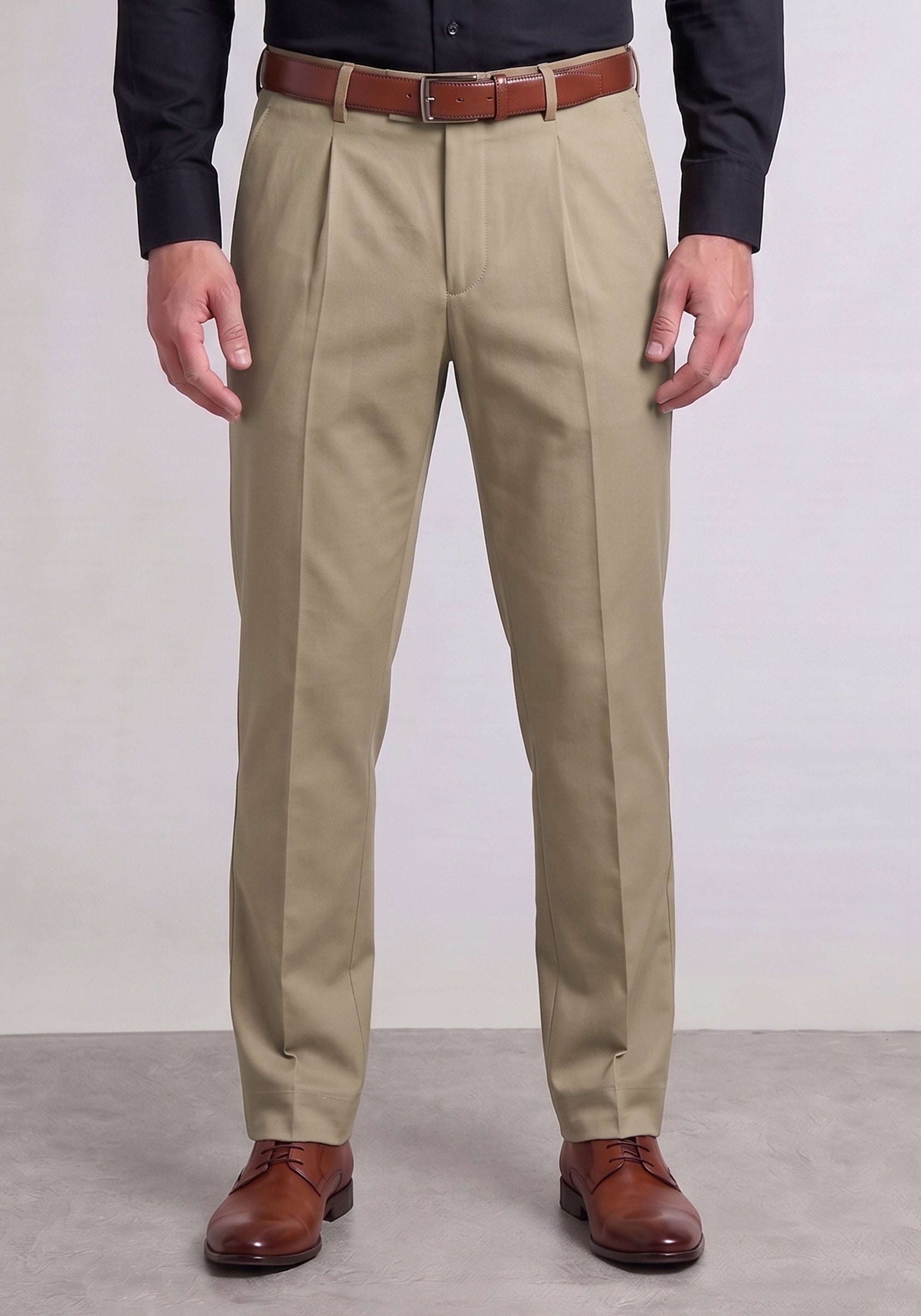 Khaki Pleated Pant