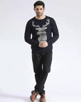 Navy Nordic Stag Knit Sweaters