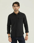 Men’s Black Textured Slim Fit Casual Shirt