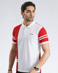 White & Red Panel Polo