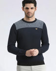 Navy Block Long Sleeves Sweater