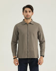 Light Brown Zipper Casual Shirt
