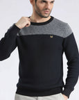 Navy Block Long Sleeves Sweater