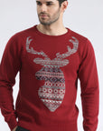 Red Nordic Stag Knit Sweater