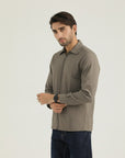 Light Brown Zipper Casual Shirt