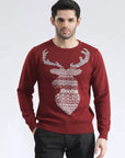 Red Nordic Stag Knit Sweater