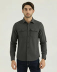 Men’s Grey Textured Slim Fit Casual Shirt