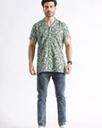 Olive Tropical Print Shirt