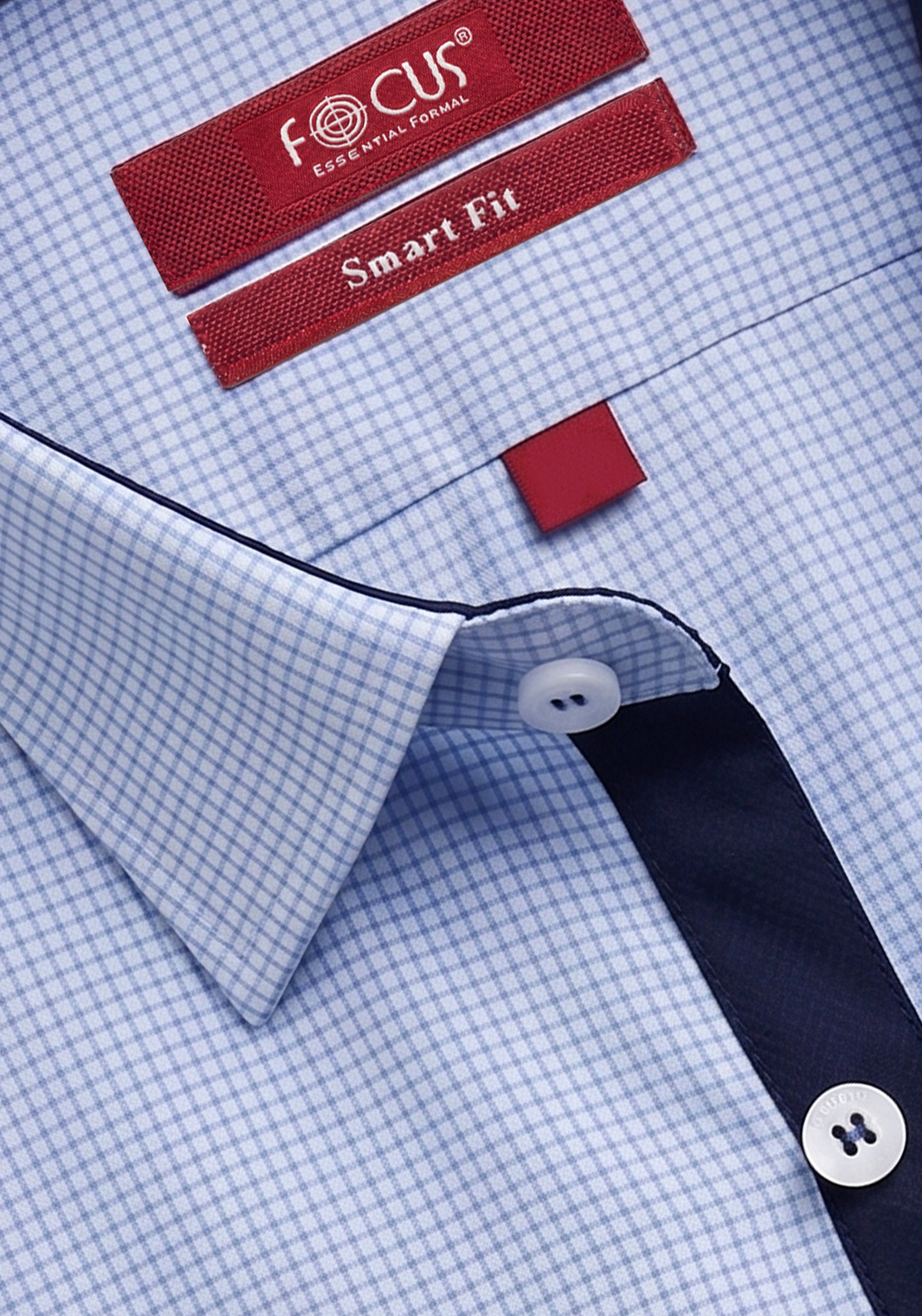 FOCUS Essential Blue Checked Dress Shirt