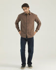 Brown Textured Front Pocket Shirt