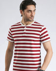 Men’s Maroon & White Striped T-Shirt
