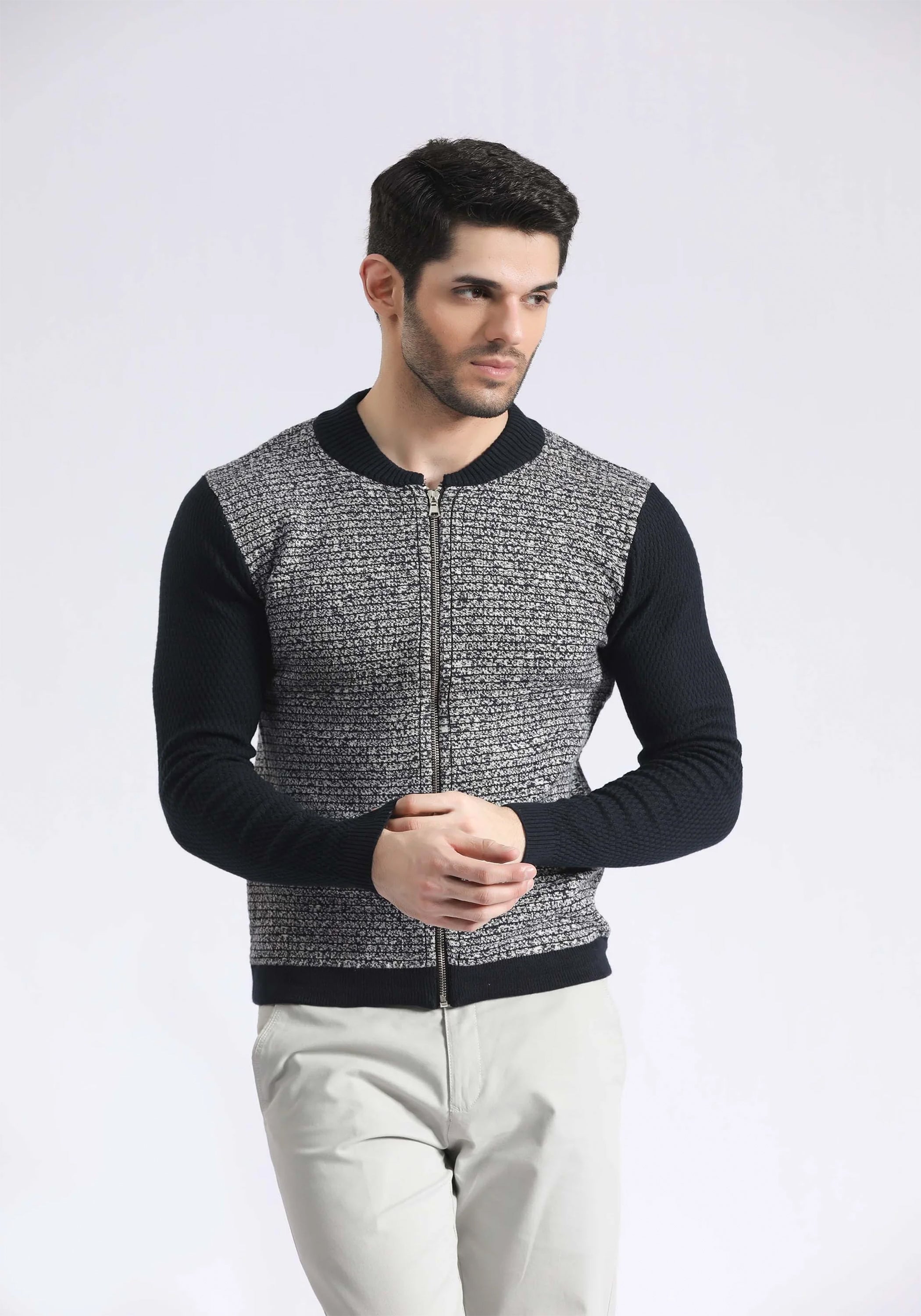 Black Grey Zipper Sweater – Focus Clothing Pk