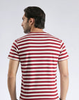 Men’s Maroon & White Striped T-Shirt