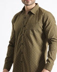 Brown Printed Casual Shirt