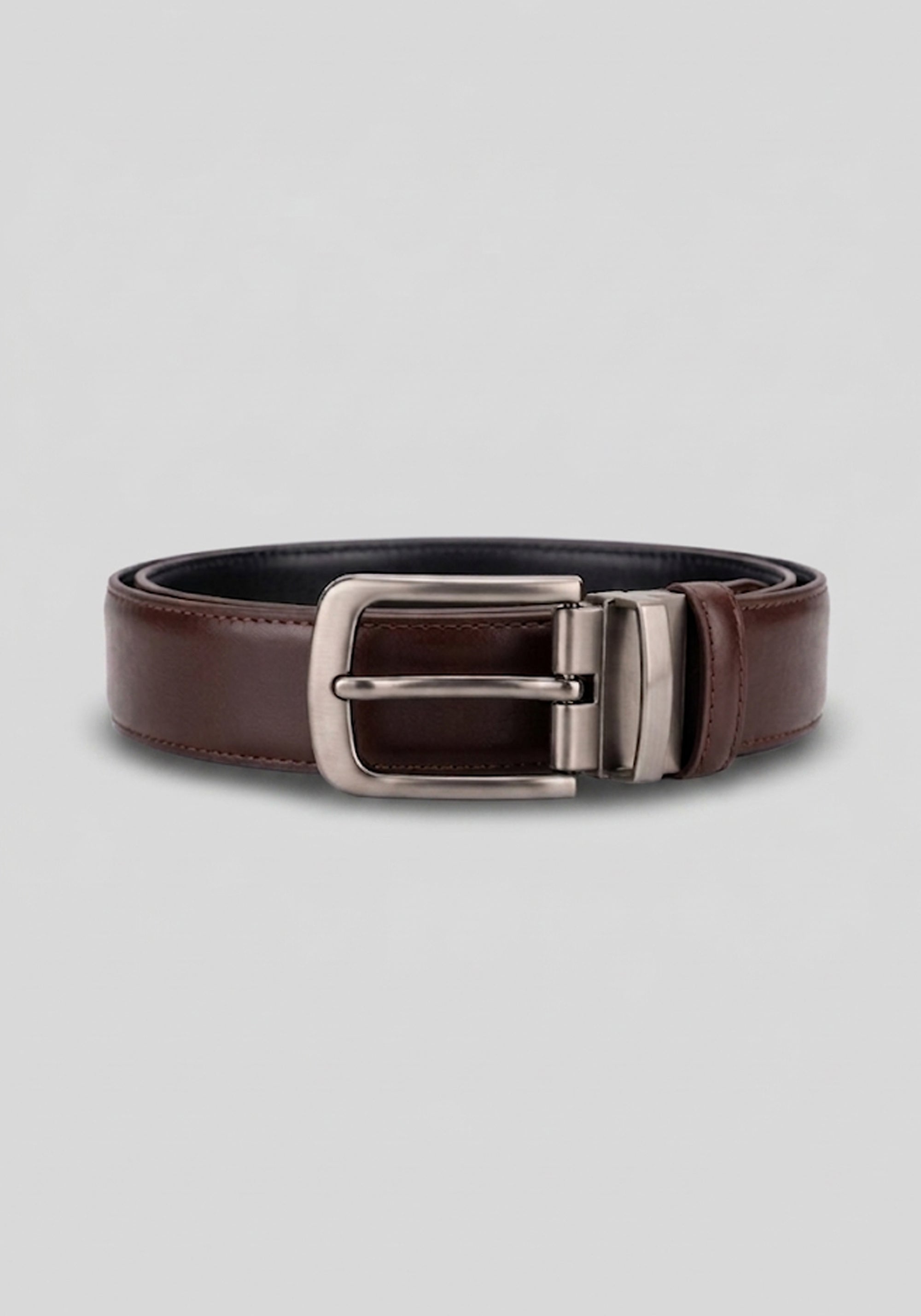 Reversible Texture &amp; Plain Brown Belt