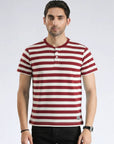 Men’s Maroon & White Striped T-Shirt