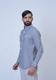 Mid Blue and White Stripe Shirt