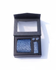 Grey Blue Micro Fabric Tie Box