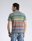 Grey Multi Strip polo