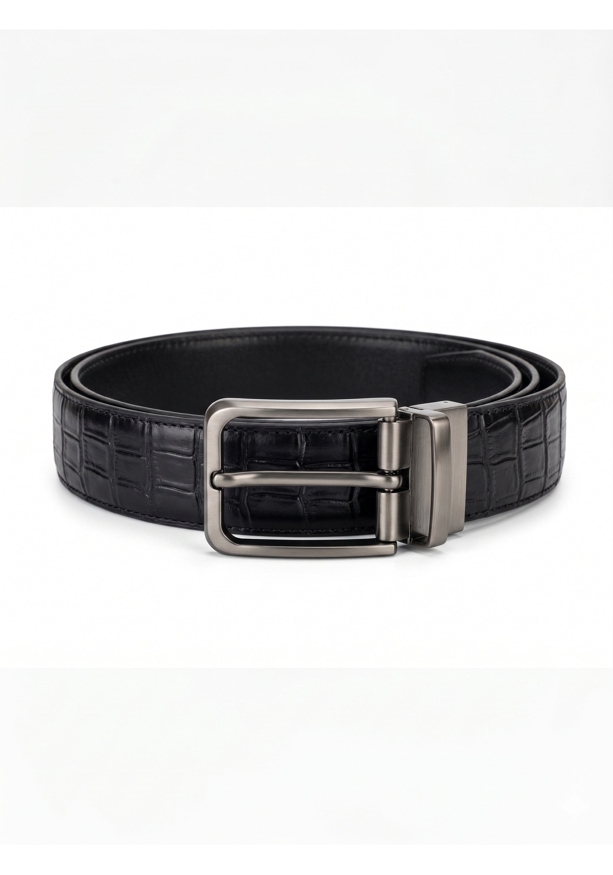The Gunmetal Croc Belt