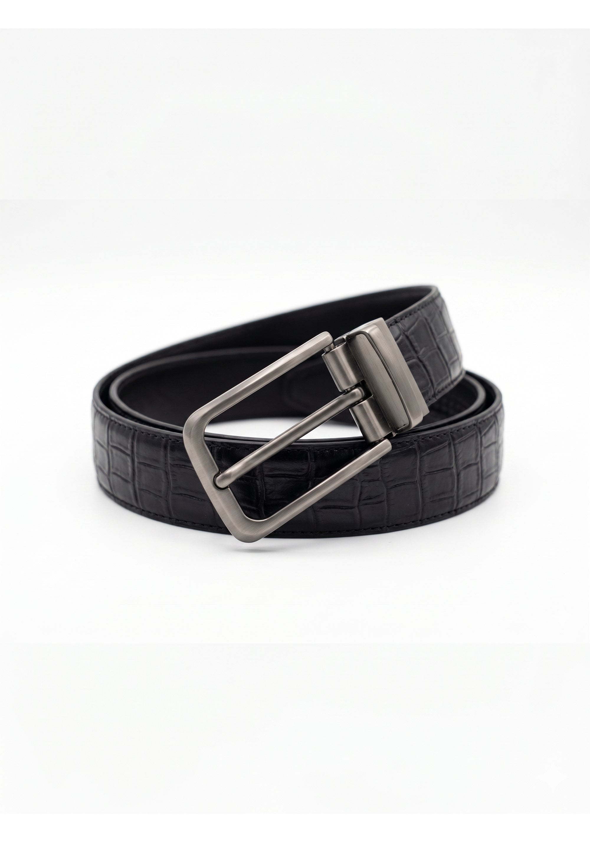 The Gunmetal Croc Belt