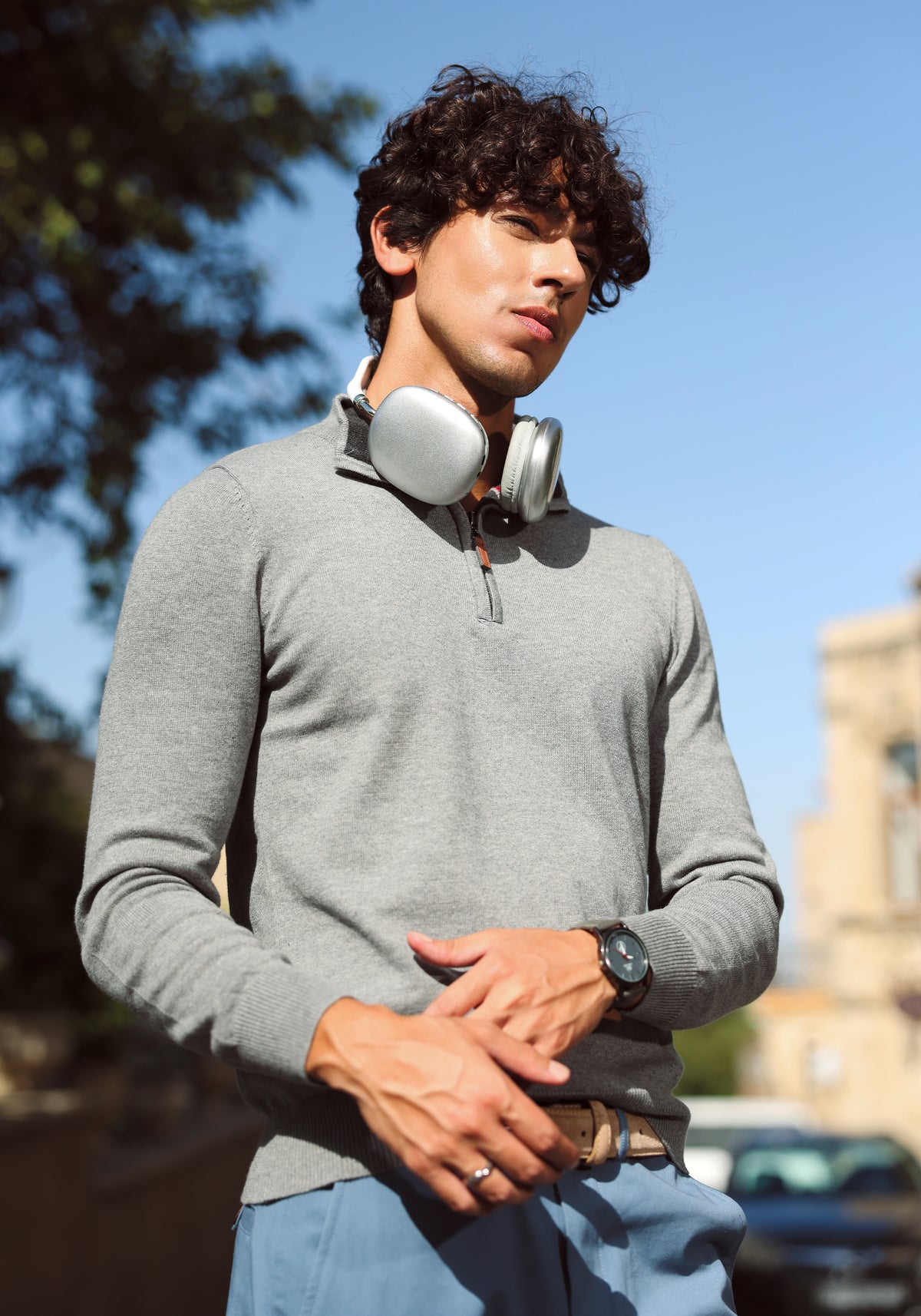 Grey Zip Up Sweater