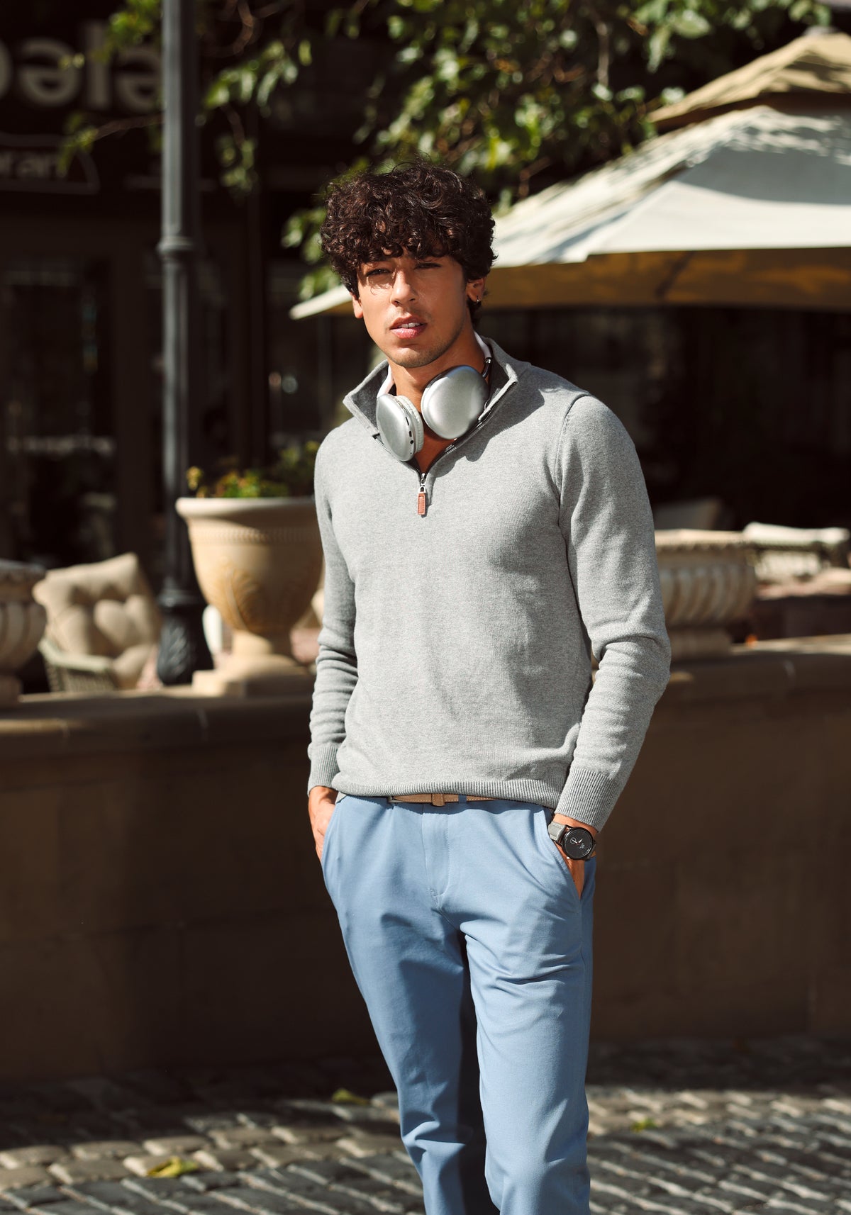 Grey Zip Up Sweater