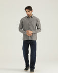 Modern Fit Grey Striped Shirt