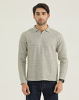 Light green Striped Polo Sweatshirt