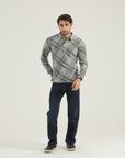 Grey Checkered Knit Polo