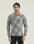 Grey Checkered Knit Polo
