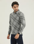 Grey Checkered Knit Polo