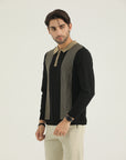 Two-Tone Panel Knit Half Zip