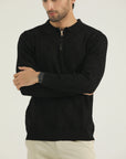 Black Polo Knit Sweatshirt