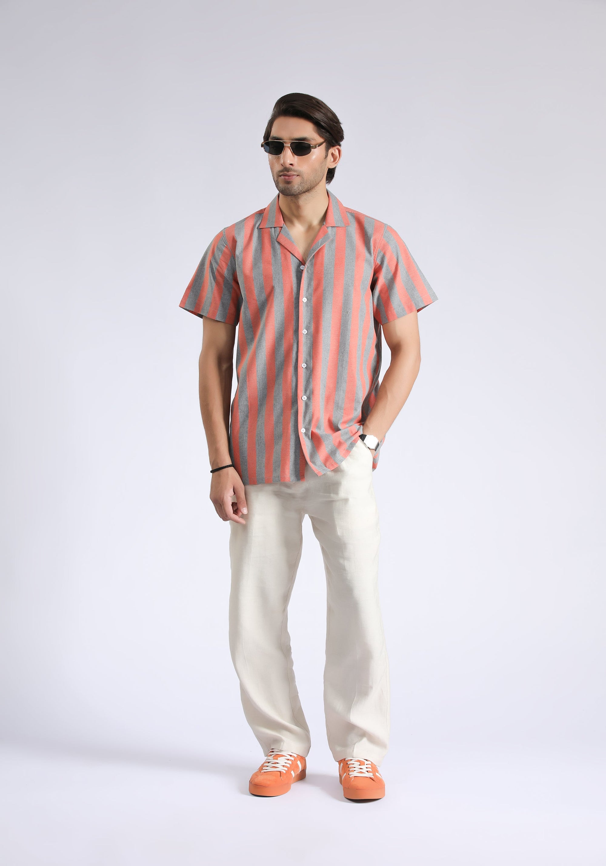 Cuban Collar Orange Lining shirt