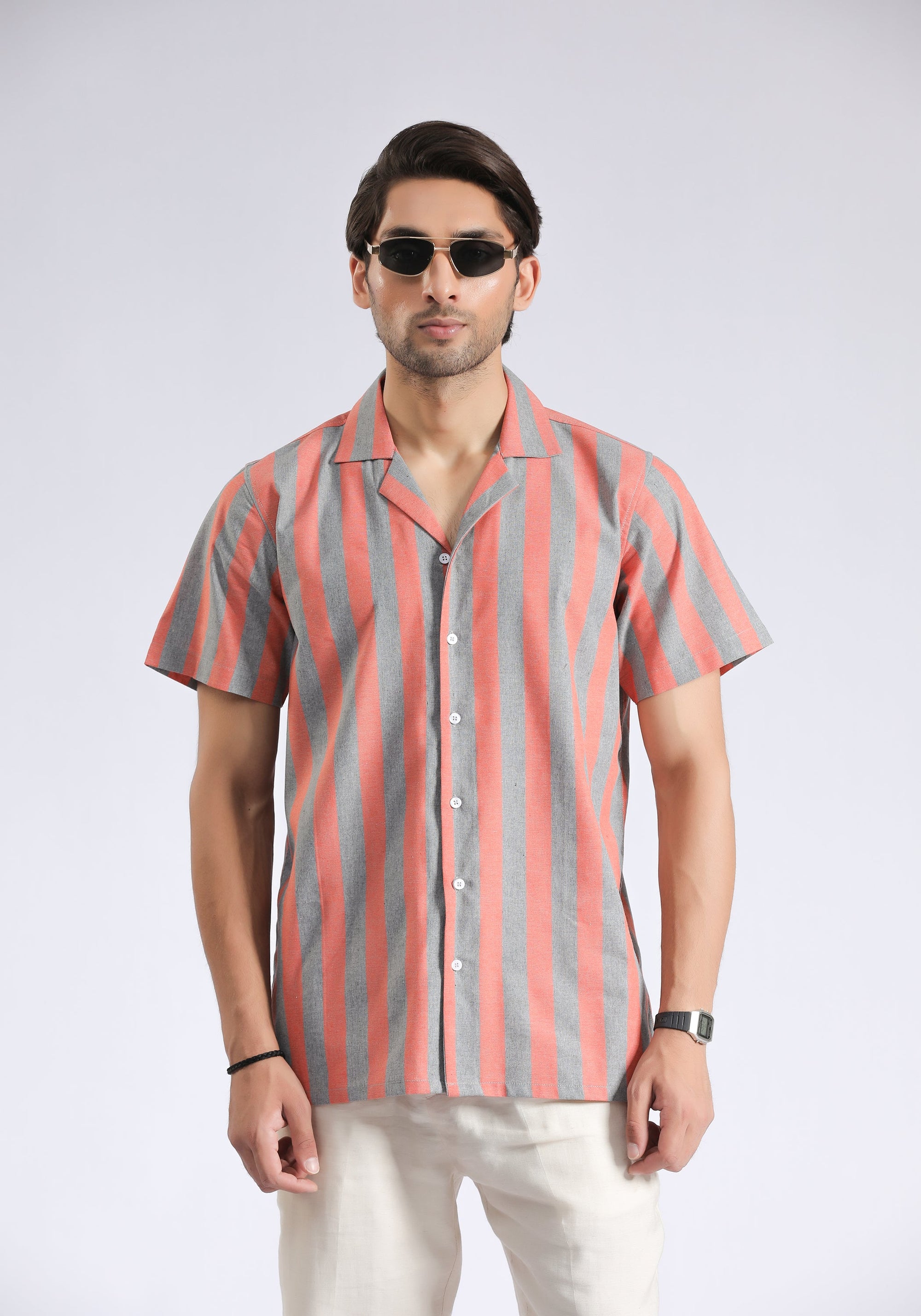 Cuban Collar Orange Lining shirt