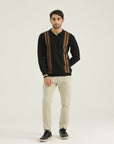 Black Polo Knit Sweatshirt