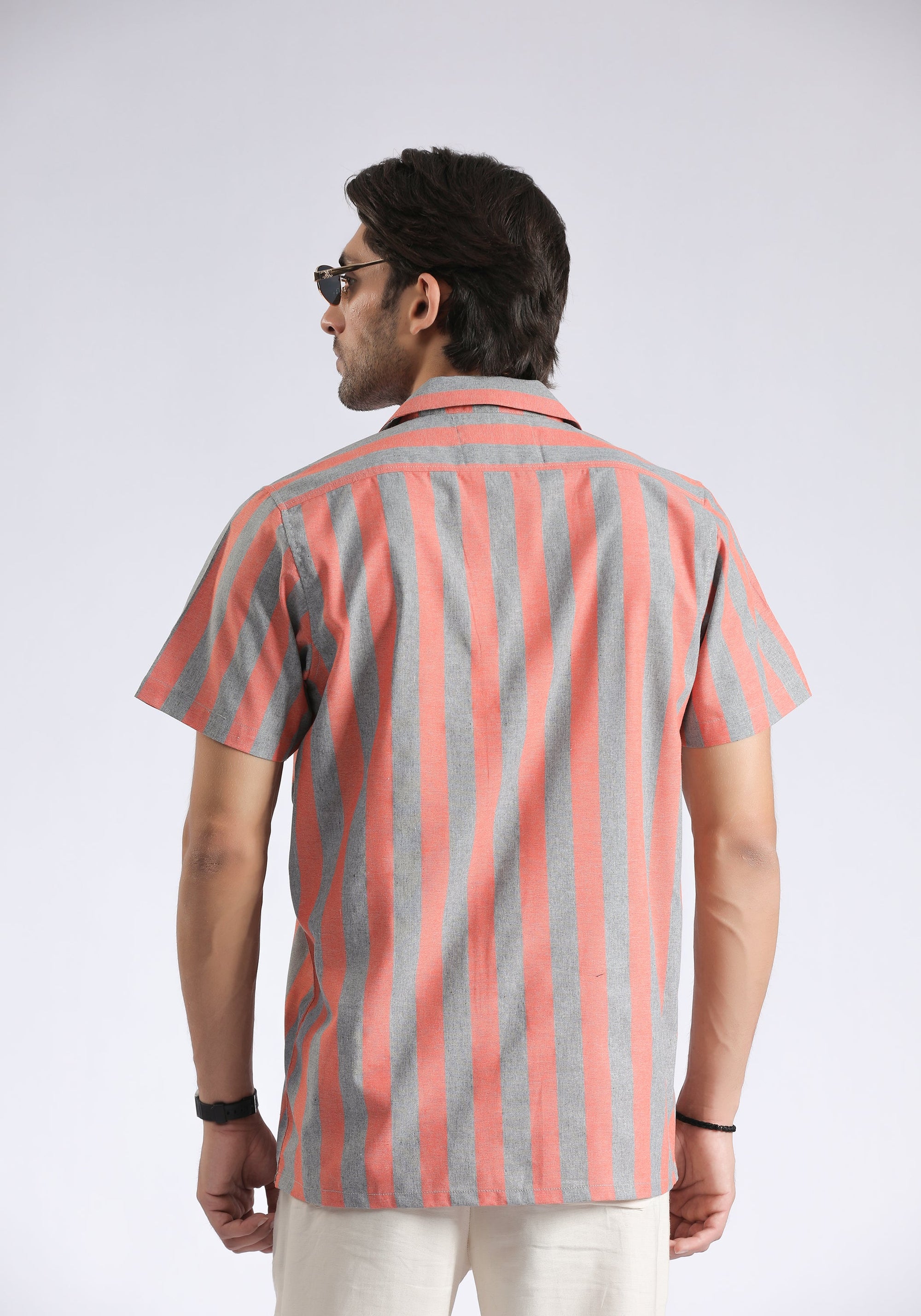 Cuban Collar Orange Lining shirt