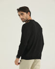 Black Polo Knit Sweatshirt