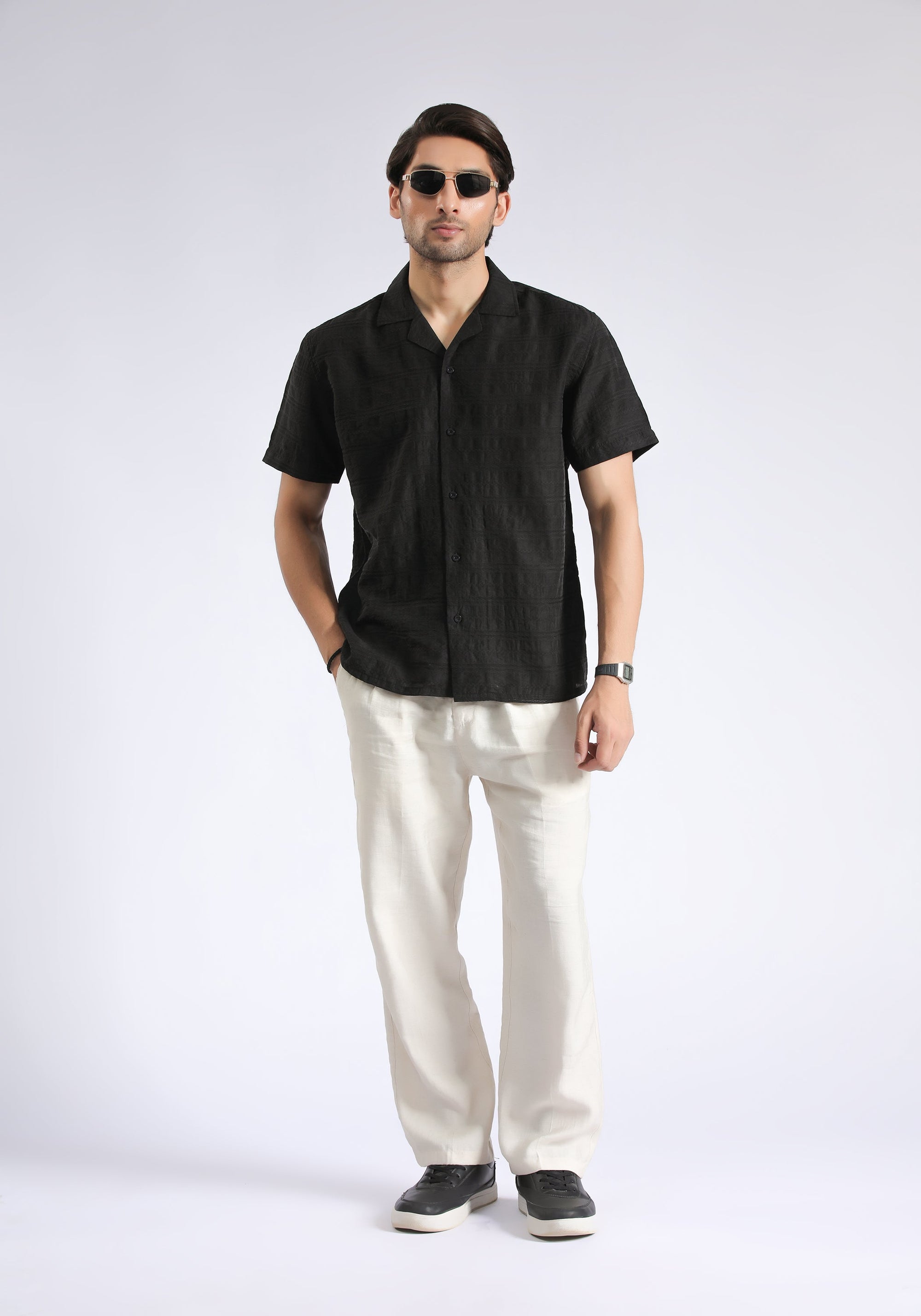 Black Self Textured Shirt