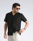 Black Self Textured Shirt