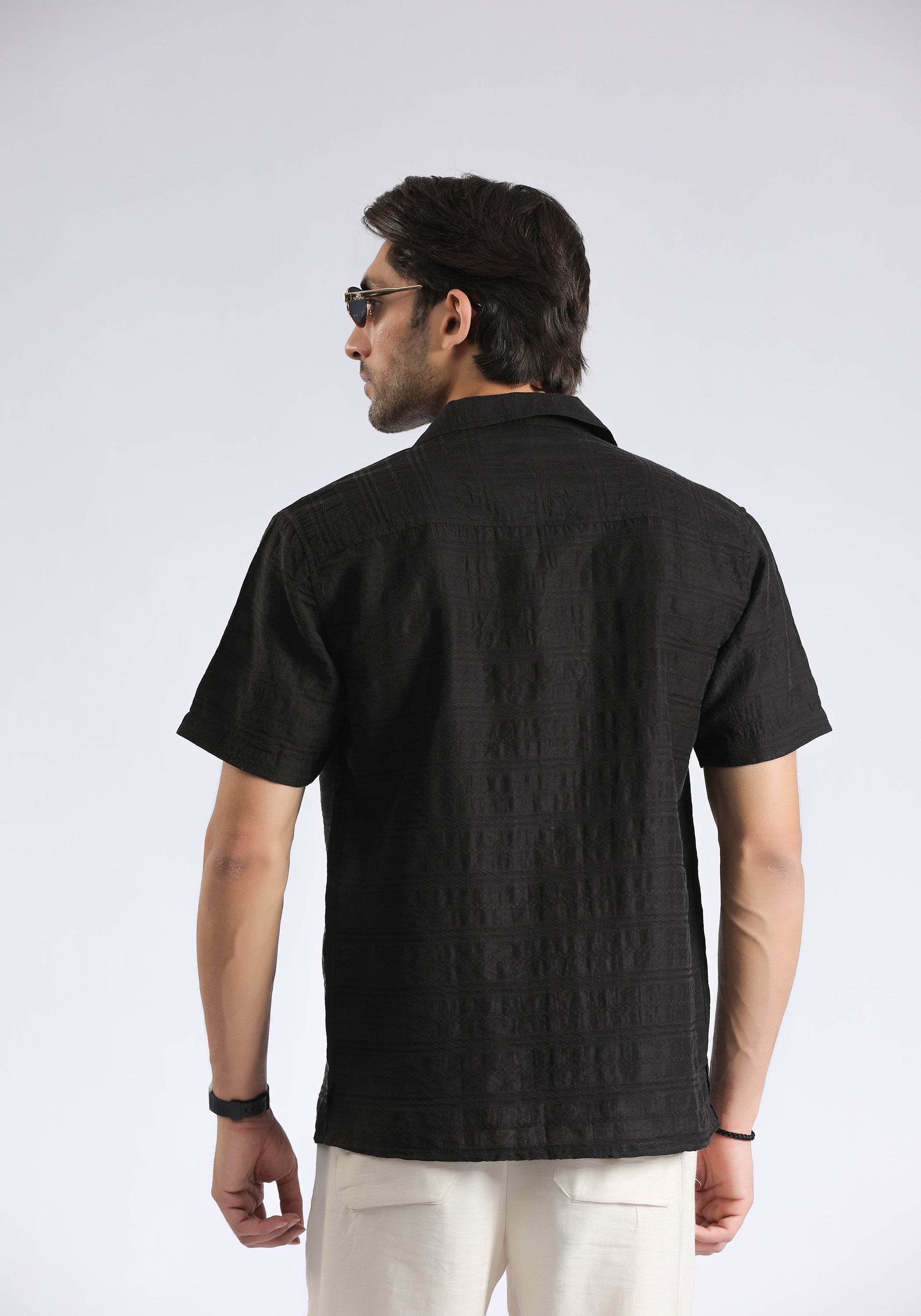 Black Self Textured Shirt