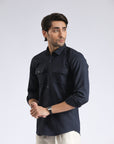 Flap Pockets Navy Shirt