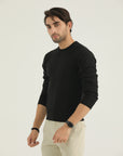 Black Plain Round Neck Sweatshirt