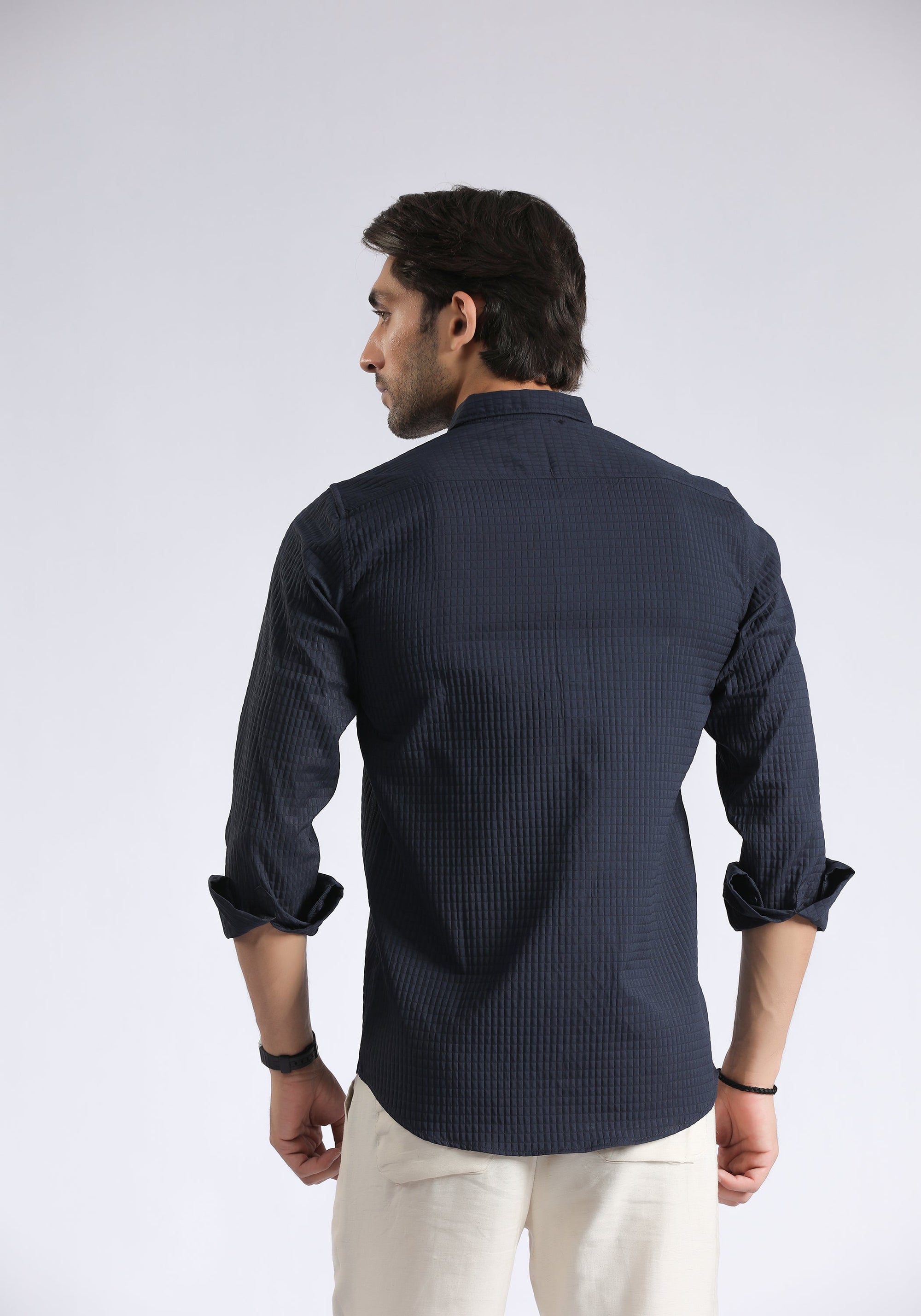 Flap Pockets Navy Shirt