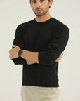 Black Plain Round Neck Sweatshirt