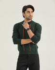 Green Stripped Neck Sweater